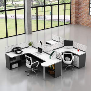 Modern yeni ofis masası koltuğu kombinasyonu basit l-şekilli bilgisayar masası ile depolama dolabı Panel ahşap tarzı ofis iş istasyonu - Product Image 3