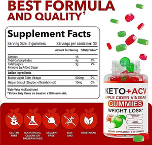Gomas Keto ACV para Perda de Peso 1000mg, Gomas Probióticas de Vinagre de Maçã Veganas Sem Açúcar, Suplemento Avançado para Emagrecimento - Product Image 2