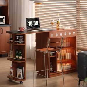 Bar Counter Solid Wood <b>Table</b> Integrated <b>Island</b> Storage Living Room Home Leisure Partition Retractable Sofa Side Cabinet - Product Image 2