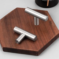 Poignées de meuble de cuisine en acier inoxydable argenté en forme de T à trou unique et bouton rotatif en acier inoxydable pour tiroir de commode - Vente en gros