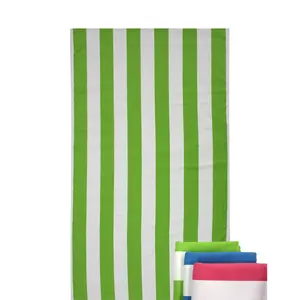 माइक्रोफाइबर हरे धारीदार डबल पक्षीय मखमली समुद्र तट तौलिया स्नान तौलिया व्यक्तिगत रंग