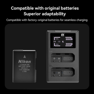 FB EN EL14 actualización 3 generaciones DC pantalla de medición cargador de doble ranura para <span class=keywords><strong>Nikon</strong></span> <span class=keywords><strong>D5300</strong></span> D3200 D5200 D3400 SLR batería - Product Image 5