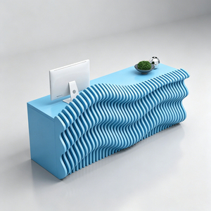 Custom Factory Direct Luxury Fiberglass Reception Desk Curved Front Desk Art for Club Mall Lobby - Product Image 6