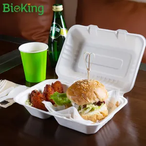 BioKing Disposable Biodegradable And Compostable Bagasse Pulp Food Box