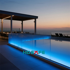 Aluminium Frameless LED Glass Balustrade U Channel Glass Railing With LED Light For Balcony Glass Terrace Deck Hotel Handrail - Product Image 1