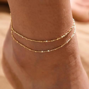 व्यक्तित्व फैशन सोने के टखने के कंगन रंगीन जिरकॉन स्तरित टखने वाली महिलाओं के लिए सोने के बीड पेटेलेंट - Product Image 1