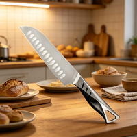 Japans Professioneel Santoku-Mes Met Roestvrijstalen Blad Gesmede Handgreep Keukenmessenset Met Abs Gecoat Handvat