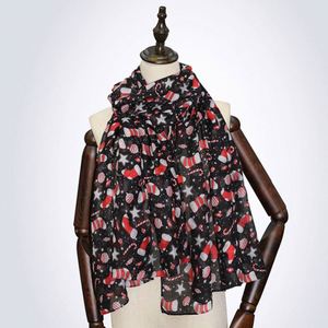 Écharpe de Noël imprimée flocons de neige et bâtons de neige, motifs de Noël, châle pour femme, accessoire de déguisement, cadeau, décoration - Product Image 3