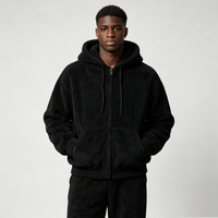 Ensemble de survêtement streetwear personnalisé avec logo pour homme – Vente en gros – Sweat à capuche doux et pantalon large – Ensemble deux pièces avec cardigan zippé
