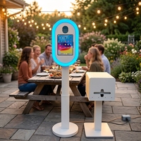 Photomaton léger avec anneau lumineux et station de partage d'iPad pour mariages et fêtes, compatible avec tous les types d'appareils photo