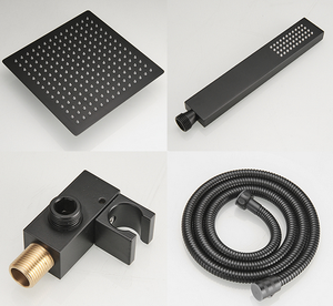 Ensemble de douche encastré pour hôtel, finition noir mat, avec robinet thermostatique à double poignée de 10 pouces, fonction pluie et massage, design dissimulé, valve en céramique - Product Image 6