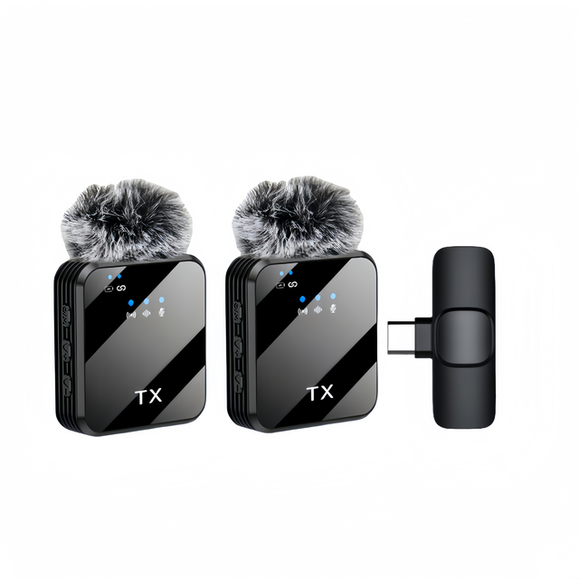 F12 Wireless Lavalier Microphone Type C Noise-Canceling RGB Lighting for Mobile Live Streaming Broadcasting for Influencers