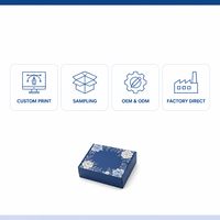 Boîte d'expédition pliable bleu marine personnalisée avec logo imprimé floral, vente en gros directe d'usine OEM