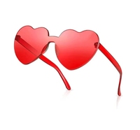 Vente en gros de lunettes de soleil transparentes sans monture Love Lunettes de soleil épaisses pour femmes couleur bonbon Lunettes de soleil une pièce avec cœur