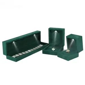 LOW MOQ 1 Top Customized Logo Jewelry Box Luxury Velvet Led Light Jewelry Box