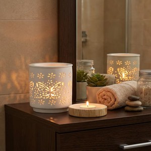 Diffuseur d'Huiles Essentielles en Céramique de Luxe en Gros avec Base en Bois, Papillon Sculpté, Cadeau pour la Maison, le Spa, le Yoga - Product Image 4