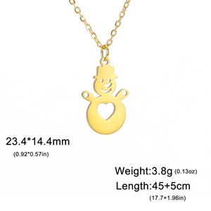 Collar de Cadena de Eslabones de Acero Inoxidable para Niños al por Mayor, con Colgante de Muñeco de Nieve Chapado en Oro de 18k, Regalo de Moda - Product Image 6