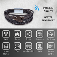Bracelet d'affaires intelligent en cuir de coquille de noix de coco NFC boucle magnétique 13.56MHz RFID contrôle d'accès OEM NFC cadeaux bracelets de mode
