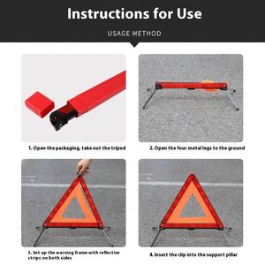 Support réfléchissant pour véhicule avec triangle de signalisation d'avertissement de stationnement et outils d'urgence pour voiture - Product Image 2