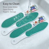 Lime à pieds double face à long manche avec poignée en céramique, motif floral, facile à transporter, durable, outil professionnel de pédicure pour salons de manucure
