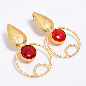 Pendientes de gota de piedras preciosas de Latón chapado en oro de 14 quilates a la moda para mujer, joyería de moda hecha a mano para bodas directa del exportador - Product Image 1