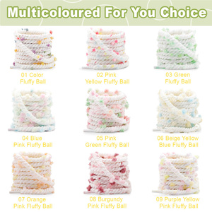 Lacets en peluche colorés personnalisés à la mode, doux et moelleux, avec pompons décoratifs, lacets en corde de polyester pour baskets - Product Image 2