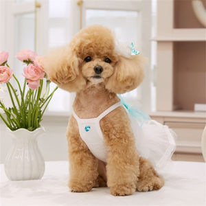 2025 Quatro Estações Branco Pet Doce Arco Vestido Gato Cão Puff Vestido De Noiva + Hairpin - Product Image 2