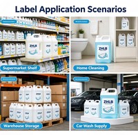Rouleau d'étiquettes autocollantes imprimées sur mesure, imperméables, laminées, avec logo, pour emballages de détergents, produits chimiques, bidons et bouteilles en plastique