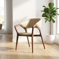 Chaise de salle à manger minimaliste MULIGNA en bois massif, revêtement en cuir, design nordique, fauteuil en frêne blanc pour la maison, salon