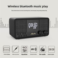 Système audio vintage transfrontalier pour haut-parleur 5.1, radio FM domestique en bois, horloge, alarme, avec subwoofer 5W