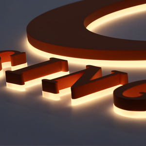 Décoration murale vintage rétro en acier inoxydable, plaque métallique avec logo, lettres infinies en acrylique 3D, <span class=keywords><strong>miroir</strong></span>, publicité LED - Product Image 2