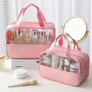 Trousse de maquillage rose trousse de toilette pour femme sac à main en cuir de crocodile - Product Image 5