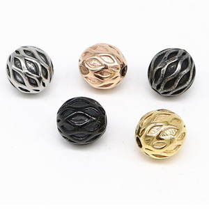 Perles d'espacement rondes en acier inoxydable yunnique pour la fabrication de bracelets, accessoires de bijoux DIY, vente en gros - Product Image 1