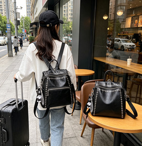Wholesale Personality Rivet <b>Backpack</b>, New Korean Style Multifunctional Fashion Casual Travel Bag for Women Girls - Product Image 5