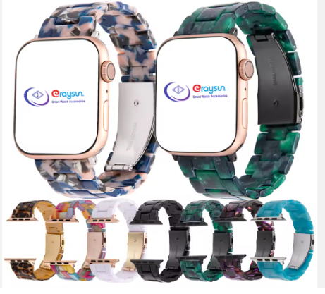Luxury Resin Watch Bands for Apple I Watch 38 40 41 42 44 49mm Acrylic Smart Watch Band Shell Straps Accessories