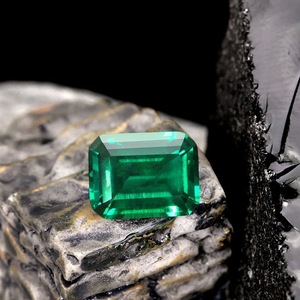 Lab Grown Emerald Cut Green Synthetic Gemstone Loose Stone For Jewelry Making - Product Image 1