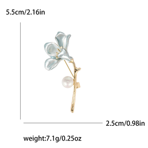 Broches de Joyería Elegantes para Mujer, Accesorios para Vestidos, Broches de Perlas, Broches de Flores Azules y Rosas Esmaltados en Oro - Product Image 6