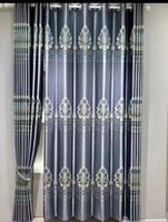 Rideau de fenêtre décoratif en tulle tissé de luxe, occultant, ignifuge, isolant, à motif floral jacquard, taille personnalisée, moderne