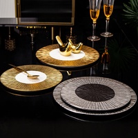 Assiettes plates en porcelaine de luxe plaquées or de haute qualité 10-12 pouces pour apéritif pâtes Sushi Steak passe au lave-vaisselle
