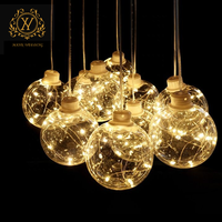 Décoration de plafond de mariage 10 tête acrylique lumineuse LED suspension boule fil de cuivre suspension lumière pour fond de scène de mariage