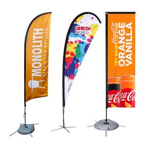 Advertising Custom Flying Banners Bali Bow Sail Swooper Teardrop Pennant Feather Flag Beach Flags Non-Woven Waterproof - Product Image 4