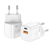 Chargeur rapide DQS 20W USB-A Type-C GaN SCP PD 3.0 5V/3A Adaptateur de prise EU/US PC Ignifuge Certifié FCC Téléphones mobiles