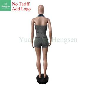 <strong>Women's</strong> Stretch Jean <strong>Robe</strong> Sexy Denim Overalls Casual Summer Pullover 2025 New Ribbed Denim <strong>Jumpsuit</strong> Shorts - Product Image 6