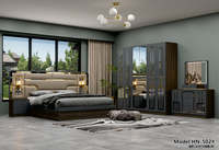 Ensemble de chambre à coucher turque complet, lit king size, cadre en bois double, mobilier de chambre moderne de luxe à prix abordable