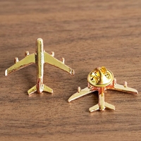 Vente en gros usine : Broche de revers plaquée or, avion 3D, minimaliste, souvenir, badge métallique, pour uniforme et col