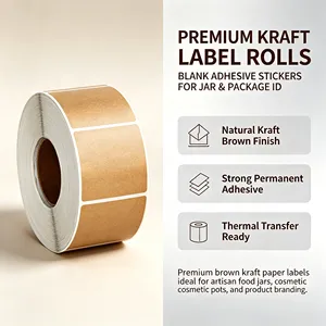 Rollo de Etiquetas de Papel Kraft Autoadhesivas, Rectangulares, Reciclables, Impresión Digital, Etiquetas de Embalaje de Grado Alimenticio - Product Image 5