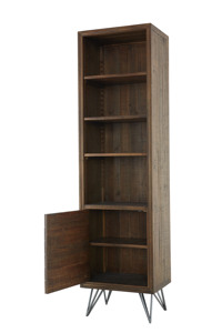 MRS <strong>WOODS</strong> Hot Selling Vintage Style Metal and <strong>Solid</strong> <strong>Wood</strong> <strong>Bookcase</strong> With Iron Base for Living Room - Product Image 5