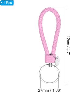 Simple Fashion Braided Leather Keychain Stainless Steel Key <b>Ring</b> Handmade Strap Car Pendant Designer Accessories for <b>Men</b> Women - Product Image 2