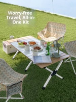 Ensemble de table et de chaises pliantes en acier au carbone pour le camping, équipement de pique-nique portable en plein air, ensemble complet pour 4 personnes