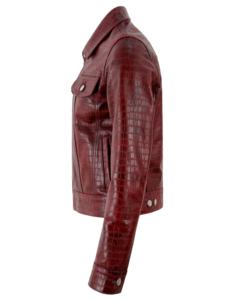 Custom 100% Genuine Dark <b>Red</b> <b>Croc</b> Printed Nappa Leather Women’s Waistcoat Fashion Color Private Label OEM Modern Classic Style - Product Image 3